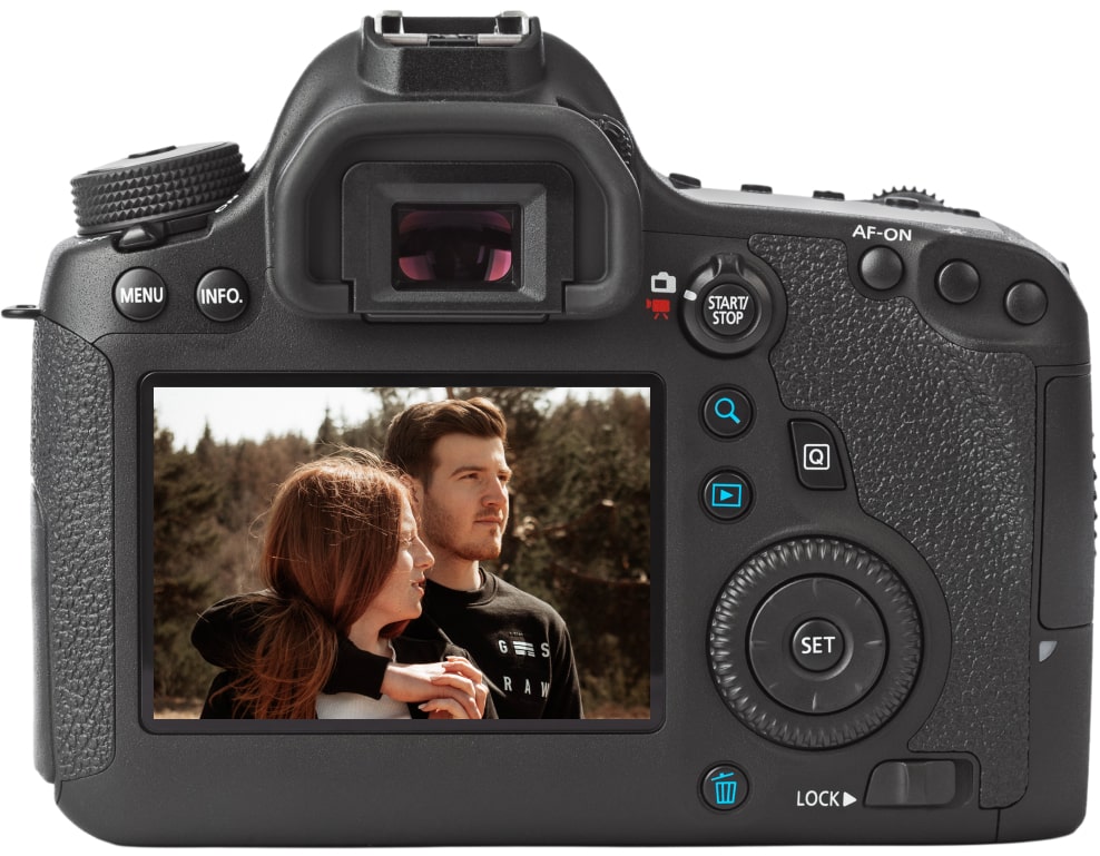 DSLR Kamera mit Paarportrait